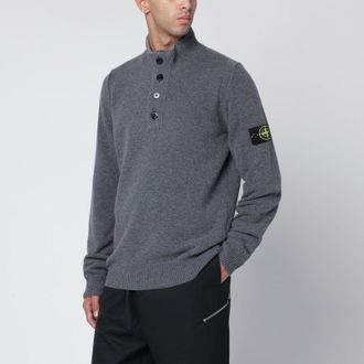 Stone Island Grey wool blend sweater with buttons