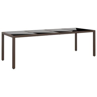 vidaXL Vidaxl - Mesa De Jard&iacute;n Superficie De Vidrio Rat&aacute;n Sint&eacute;tico Marr&oacute;n