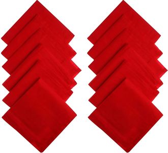 Generic Cotton Plain Handkerchief for Men & Women Rumal Hankey Office & House Use 12 Pcs (Red)