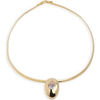 Argento Vivo Oval Cut Cubic Zirconia Dome Pendant Necklace in Gold at Nordstrom