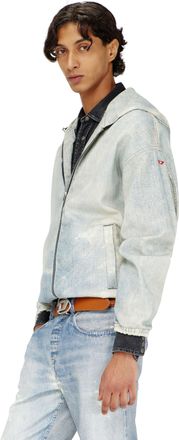 Diesel Hooded JoggJeans jacket with trompe loeil - Denim Jackets - Man - Blue