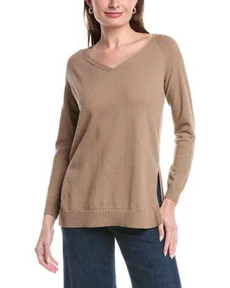 Lafayette 148 New York Plaited V-Neck Pullover