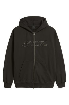 Rip Curl Liquid Trips Zip Hoodie in Washed Black at Nordstrom, Size Xx-Large