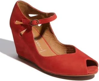 Jeffrey Campbell Regina Wedge in Red Nubuck at Nordstrom, Size 8