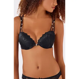 Lascana Womens Strappy Push Up Bra in Black at Nordstrom, Size 34Aa
