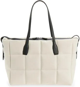 VeeCollective Large Tela Quilted Tote in Natural Canvas /Black Bbk at Nordstrom