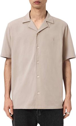 AllSaints Hudson Camp Shirt in Dusk White at Nordstrom, Size Xx-Large