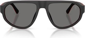 Ferrari 57mm Polarized Irregular Sunglasses in Black Matte Red /Dark Grey at Nordstrom
