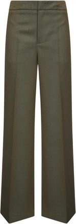 Etro Wolmix Palazzo Broek - Dames - Wijde Broeken - Groen - L - Wol - Broeken