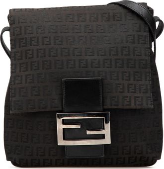 Fendi Pre-owned Womens Baguette Crossbody Ff Canvas Bag - Black Textile - One Size