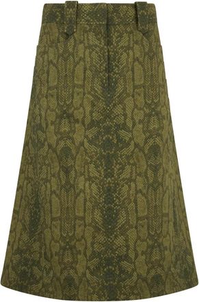 Alberta Ferretti Going to Trapeze - Dames - Midirokken - Groen - S - Katoen - Rokken