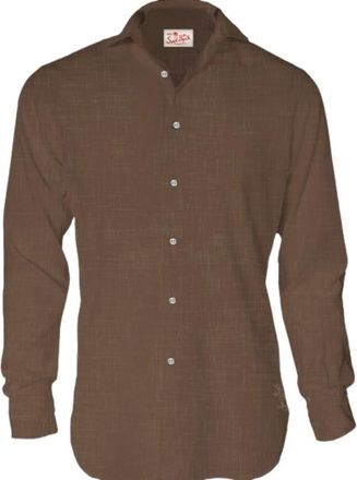 Saint Barth Pamplona Linnen Overhemd - Heren - Casual Overhemden - Bruin - L - Linnen - Overhemden