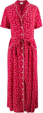 HVN Red Shell Print Silk Shirt Dress Size XS