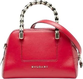 Bulgari Pre-owned Handbags, female, Red, Size: ONE SIZE Pre-owned Serpenti Scaglie Leather 2way Bag