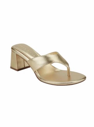 Marc Fisher Womens Arcee Block Heel Thong Sandal In Gold