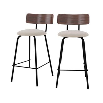 Rendez-Vous D&eacute;co Set de 2 sillas de bar de tela beige 64cm
