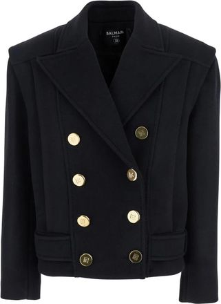 Balmain Double-breasted Jas - Dames - Blazers - Zwart - S - Wol - Jassen