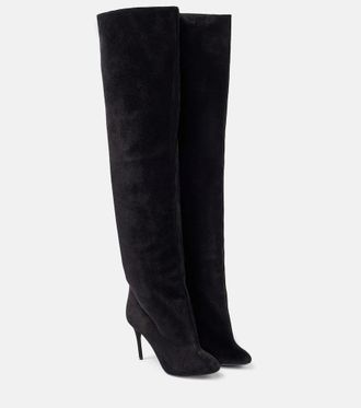 Alaia Decollete Cuissardes suede knee-high boots