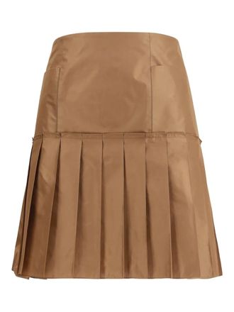 Fendi pleated silk taffeta mini skirt - Brown