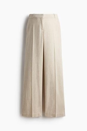 H&M Mama Linen-blend Tailored Trousers in Light Beige at Nordstrom, Size Xx-Large