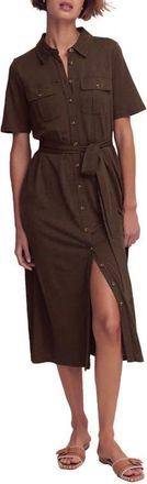 Boden Mavis Belted Jersey Midi Shirtdress in Brown at Nordstrom, Size 12