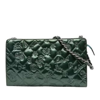 Chanel Borsa Pre-owned Vintage in Vernice Emboss&eacute; - - Pre-owned - Donna - Verde - ONE SIZE