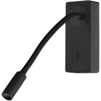 Forlight Mine - Luz De Lectura Para Dormitorio Led Con Luz C&aacute;lida 3000k Con Interruptor Aplique De Pared Cabecero De Cama Negro - Forlight