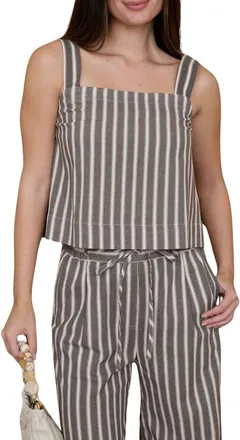 Blu Pepper Stripe Square Neck Tank in Dark Brown at Nordstrom Rack, Size Medium