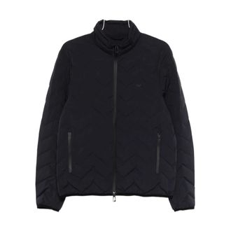 Emporio Armani Chaqueta de plum&oacute;n de nailon con cremallera y acolchado de chevr&oacute;n - Jackets - Hombre - Azul - 2XL