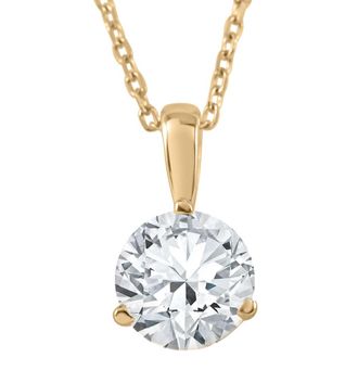 Pompeii3 2 ct Solitaire Lab Grown Round Cut Diamond Pendant 14k Gold Necklace 18