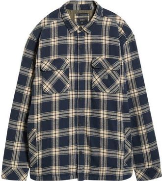 Roark Backwoods Cotton Flannel Snap-Up Overshirt in Navy at Nordstrom, Size X-Large