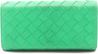 Bottega Veneta Green Leather Long Wallet (Bi-Fold) (Pre-Owned)