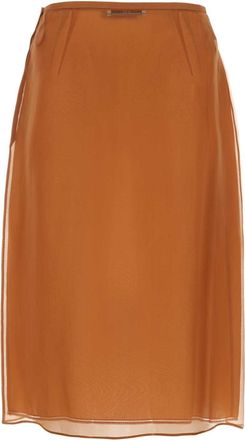 Prada Womens Cupro And Silk Organza Skirt Orange