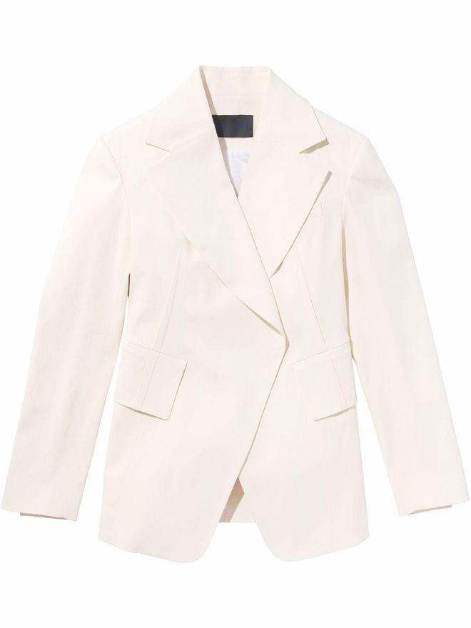 midweight linen blazer - White