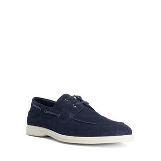 Dune London Mens Boldman - Tan Suede Boat Shoes - Navy - Size UK 10