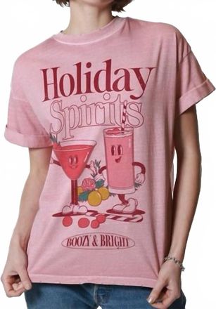Girl Dangerous Holiday Spirits Boyfriend Tee In Dusty Pink