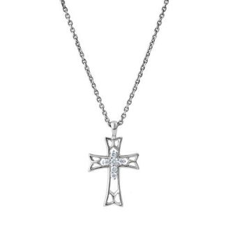 LuvMyJewelry Tranquila 10K Gold Diamond Cross Pendant - 0.05 CT in 10K White Gold at Nordstrom