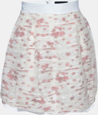 Dolce & Gabbana White Fil Coupe Silk Mini Skirt XS