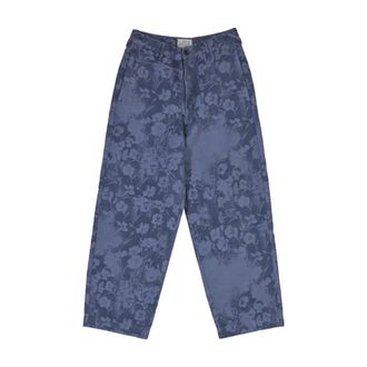 Paul Smith Broeken, Heren, Blauw, W30, Katoen, Floral Jacquard Wide Leg Jeans