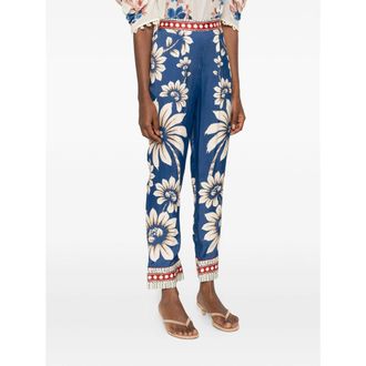 Farm Rio Floral Print Trousers - Blue