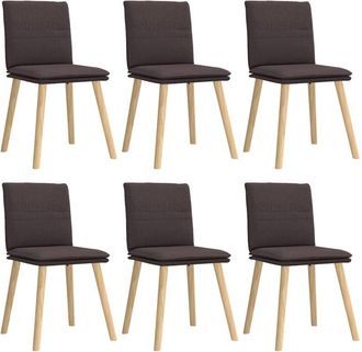 vidaXL Vidaxl - Sillas De Comedor 6 Unidades Tela Marr&oacute;n Oscuro