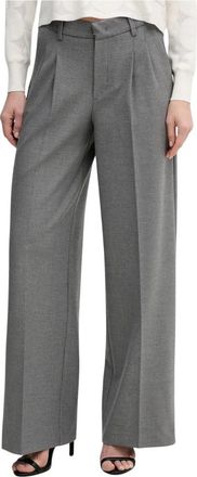 Oui Wijde Broek - Dames - Wijde Broeken - Grijs - L - Polyester - Broeken