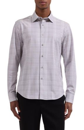 Bugatchi James OoohCotton Plaid Button-Up Shirt in Limestone at Nordstrom, Size Xx-Large