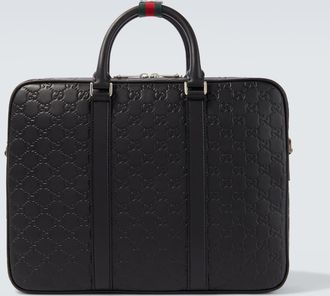 Gucci GG Emblem debossed leather briefcase