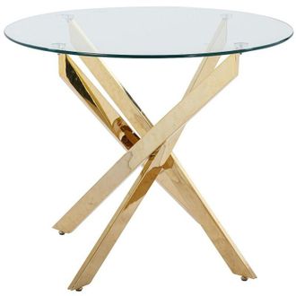 Vente-Unique Tavolo da pranzo tondo 2 coperti in Vetro temperato e Metallo dorato Trasparente - COSIMA