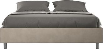 ITYhome Letto Matrimoniale rivestito in Microfibra - azelia - Dimensione Rete: 160x200 - Tipologia Letto: Con Rete e Contenitore - Colore: Sabbia