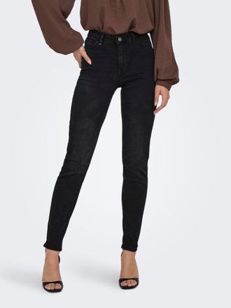 Jacqueline de Yong Skinny-fit-Jeans JDY JDYFINA MW SKINNY ANKLE JNS BLK DNM NOOS, Damen, Gr. XL (42), L&auml;nge 30, schwarz (schwarz denim), Denim/Jeans, Obermaterial: 98% B