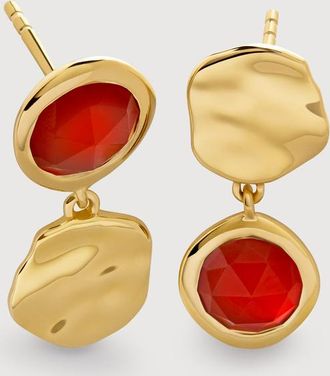 Monica Vinader Gold Lucky Gemstone Asymmetric Drop Earrings Red Onyx