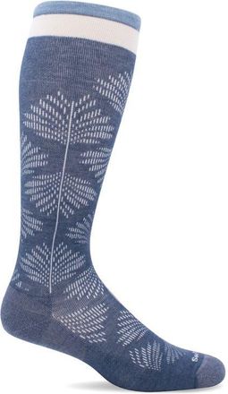 Sockwell Full Floral Wide Calf Compression Socks in Denim at Nordstrom, Size Small/medium
