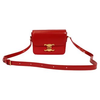 Celine Pre-owned Womens Classique Triomphe Bag in Red Leather - One Size